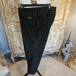Roz & Ali Black Polka Dot Womens Ankle Pants
